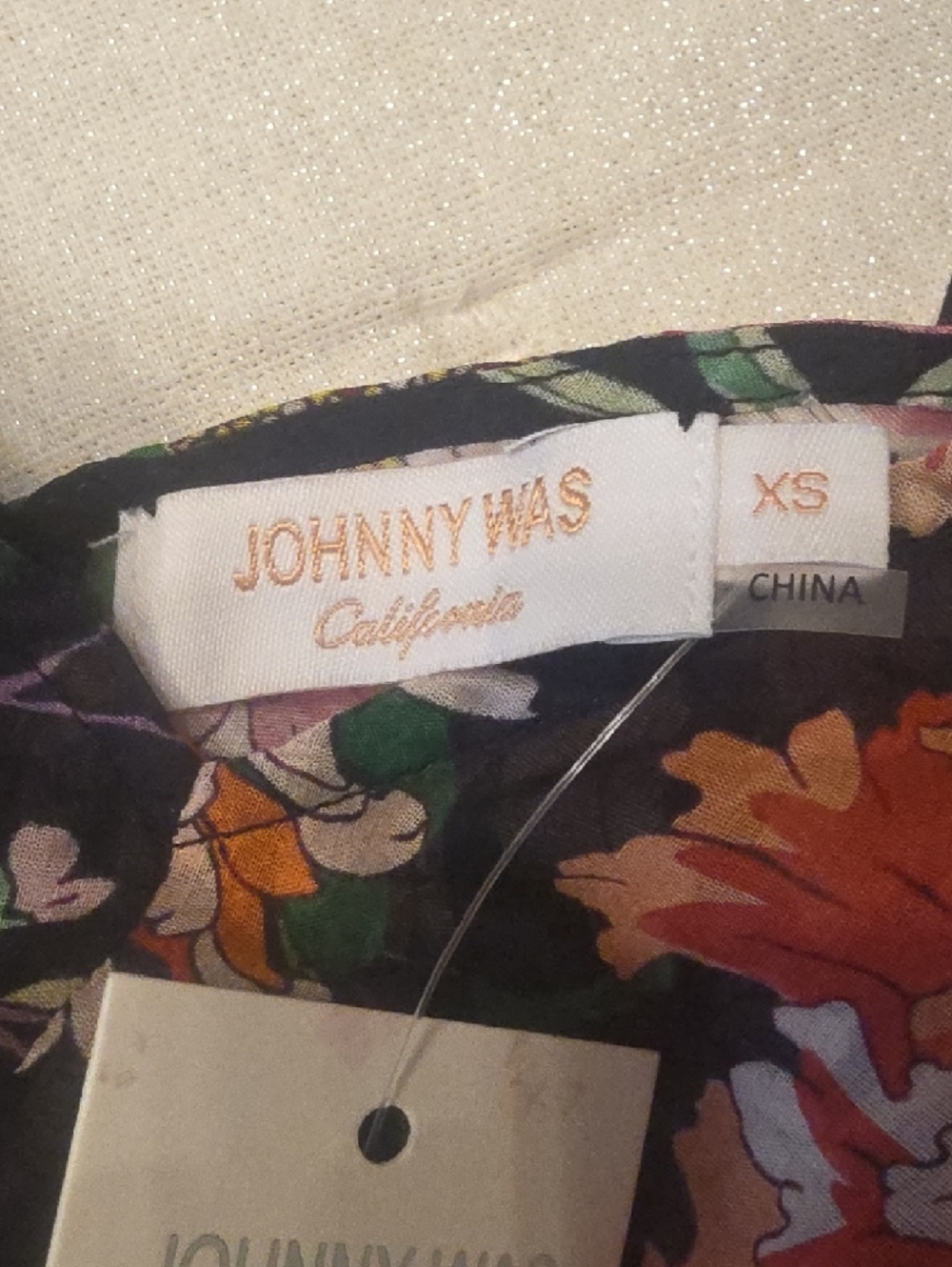 Johnny Was Metalli Note A-Line Black Swing Mini Dress with Multicolor Blooms XS - Picture 2 of 15